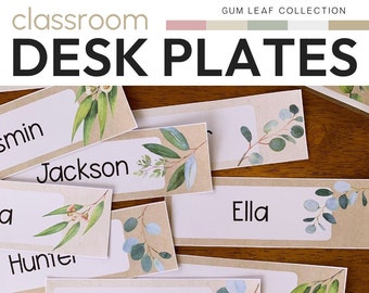 GUM LEAF Desk Plates | Eucalyptus Class Decor