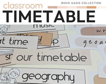 Calm Classroom Decor Neutral Class Theme Classroom Visual Timetable Pack | BOHO OASIS Collection