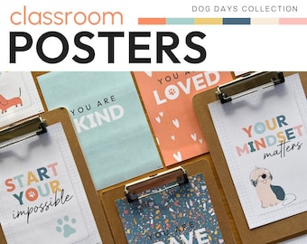 Affiches inspirantes sur le thème des chiens pour la classe Collection de décorations pour la classe DOG DAYS