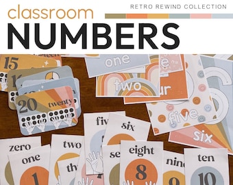 Retro Theme Vintage Rainbow Classroom Decor Number Posters | RETRO REWIND Collection