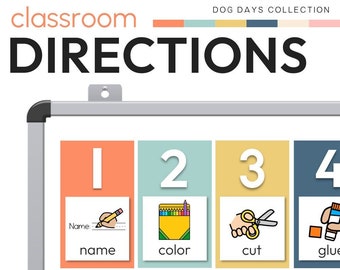 DOG DAYS Classroom Management Visual Instruction Cards | Dog Themed Classroom Decor