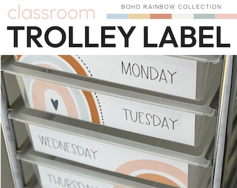 Modern BOHO RAINBOW 10 Drawer Trolley Labels