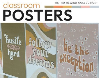 Retro Theme Classroom Decor Growth Mindset Inspirational Classroom Poster | RETRO REWIND Collection