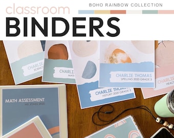 Modern BOHO RAINBOW Binders + Book Covers Pack