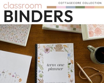 Vintage Cozy Natural Theme Classroom Decor Editable Binder Covers + Student Book Covers Pack | COTTAGECORE