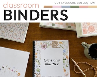 Vintage Cozy Natural Theme Classroom Decor Editable Binder Covers + Student Book Covers Pack | COTTAGECORE