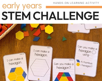 2D Shape STEM Challenge Pattern Block Task Cards and Mats