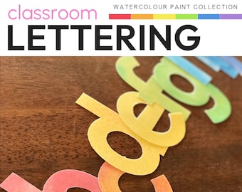 Watercolor Rainbow Theme Classroom Decor Editable Bulletin Board Lettering Pack | WATERCOLOR PAINT Collection