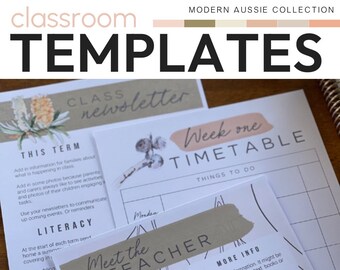 MODERN AUSSIE Meet The Teacher + Class Newsletters Pack | Australian Themed Classroom Decor