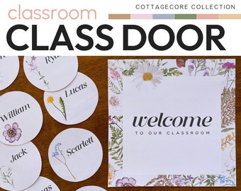 Editable Classroom Door Display Bulletin Board Kit | Welcome Back to School Display | Class Door Decor | COTTAGECORE Floral Wildflower Theme