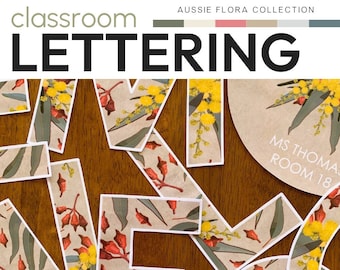 AUSSIE FLORA Bulletin Board Lettering Pack | Eucalyptus Classroom Decor