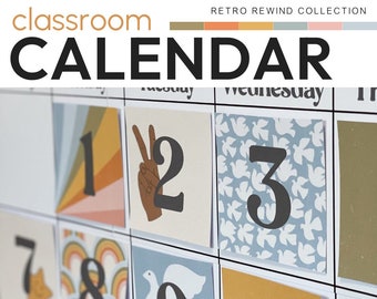 RETRO REWIND Large Classroom Calendar | Retro Classroom Decor