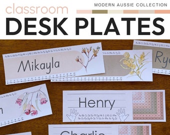 MODERN AUSSIE Student Desk Plates | Australian Themed Classroom Decor