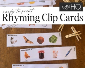 pre k 5 worksheets Rhyming Word Clip Cards | Building Phonological Awareness
