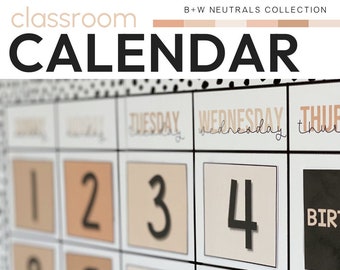 Neutral Classroom Decor Large Classroom Calendar | B+W NEUTRALS Collection