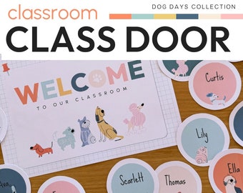 Dog Themed Class Theme Editable Class Door Decor and Bulletin Board Display Pack | DOG DAYS Classroom Decor