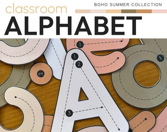 Modern Neutral Boho Theme Classroom Decor Traceable Alphabet | BOHO SUMMER