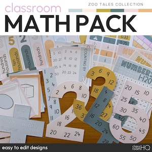 May include: A classroom math pack with colorful number cards, counting by numbers, and place value charts. The pack includes numbers 1-120, counting by 2s, 4s, 6s, 8s, 10s, 12s, 14s, 16s, 18s, 20s, 22s, 24s, 36s, and 50s. The pack also includes place value charts for hundreds, tens, and thousands. The pack is designed to help students learn math concepts.