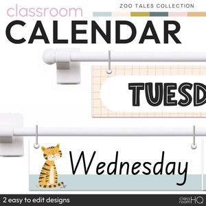 Wild Animal Zoo Theme Klassenzimmer Dekor Editierbarer Flip Kalender | ZOO MÄRCHEN