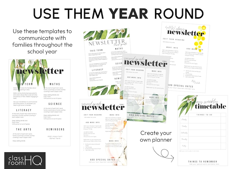 Australian Eucalyptus Theme Editable Meet The Teacher Templates and Class Newsletter Templates GUM LEAF Classroom Decor by classroomHQ