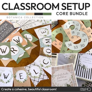 Neutral Botanical Classroom Decor Bundle Editable | Calm Classroom Setup | BOTANICA Theme | Labels Posters Calendar Classroom Decor