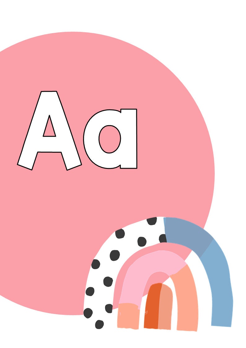 Pastel Modern Rainbow Classroom Decor Editable Alphabet Posters | OVER ...