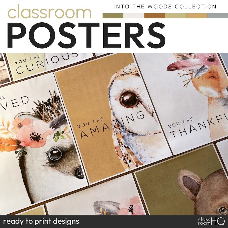Woodland Forest Theme Classroom Decor Inspirational Classroom Posters ...