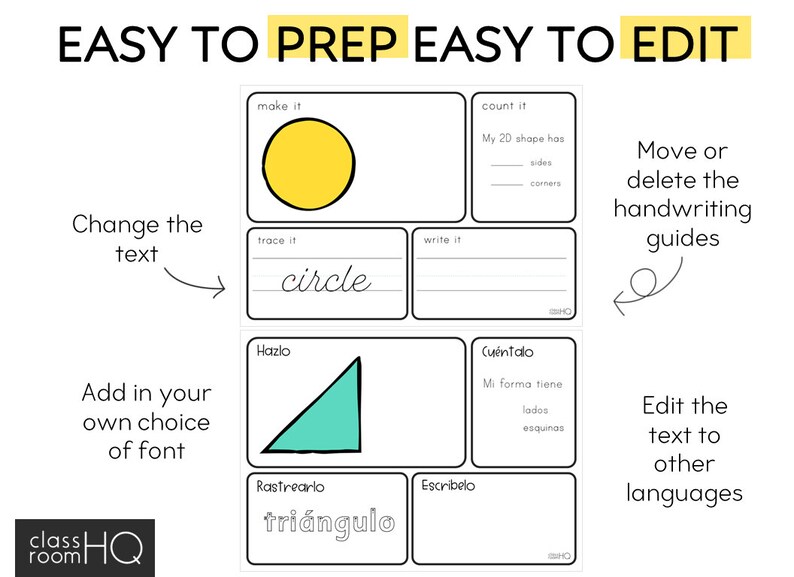 Shape Writing Guide 2D Shape Make It Count It Write It Mats - Etsy