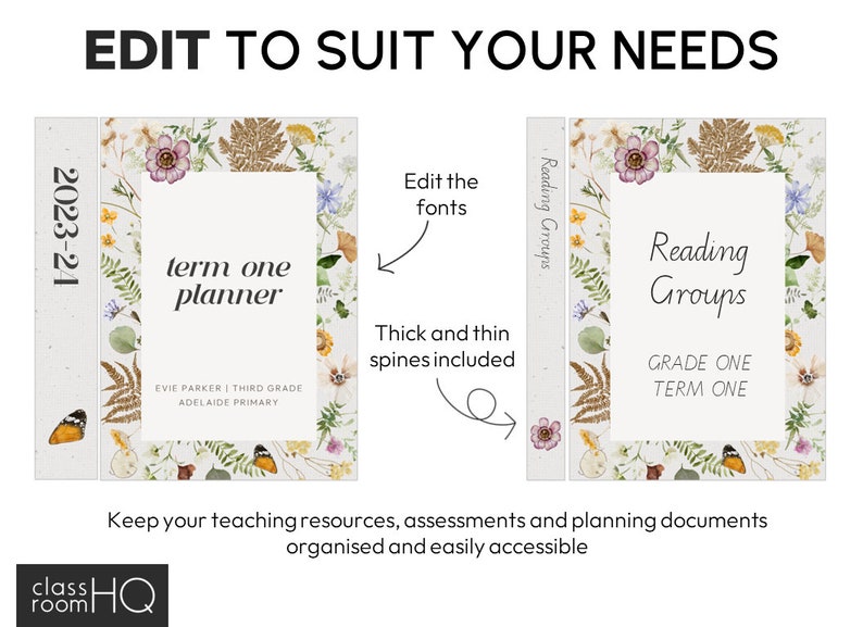 Editable Binder Covers and Spines | Teacher Binder Covers Classroom Decor | COTTAGECORE Floral Wildflower Theme | Classroom Organization image 4