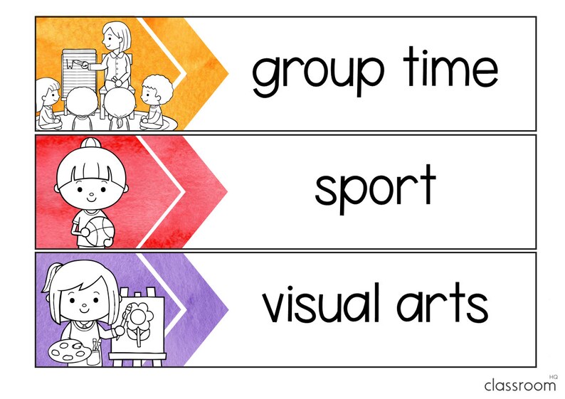 Watercolor Rainbow Theme Classroom Decor Visual Schedule Timetable Pack ...