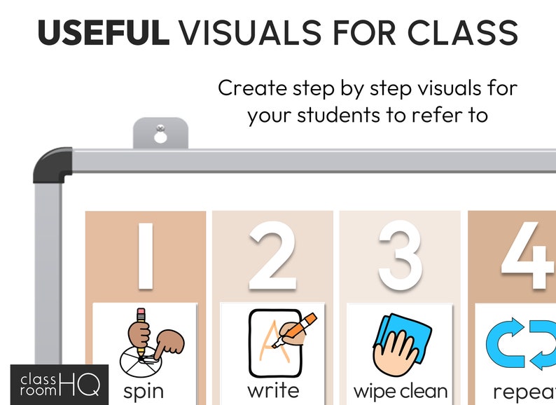 Neutral klassrumsdekor Visuella instruktionskort för klassrumshantering | B+W NEUTRALS-kollektionen bild 2