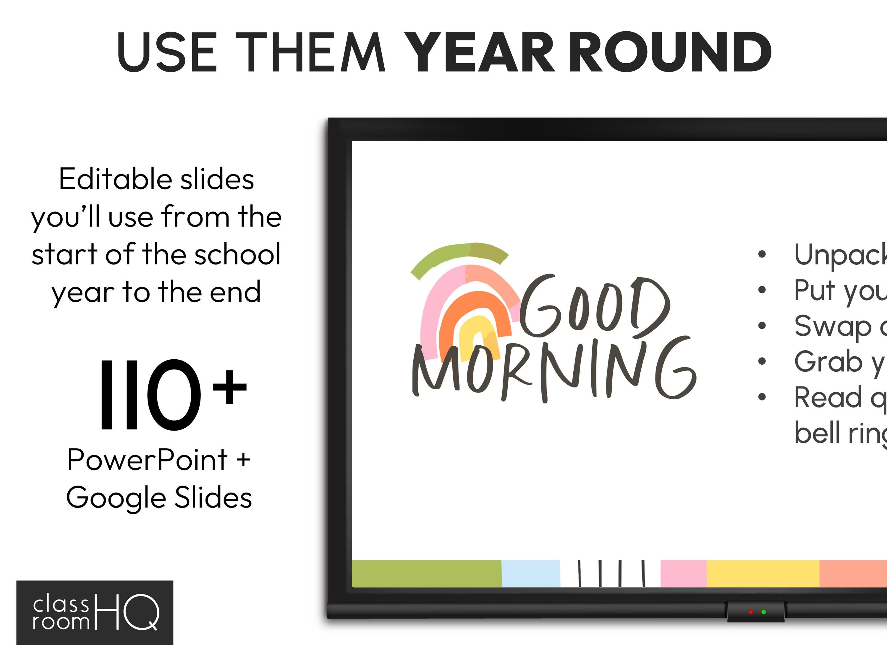 Editable Daily Classroom Slides With Timers for Classroom Management ...