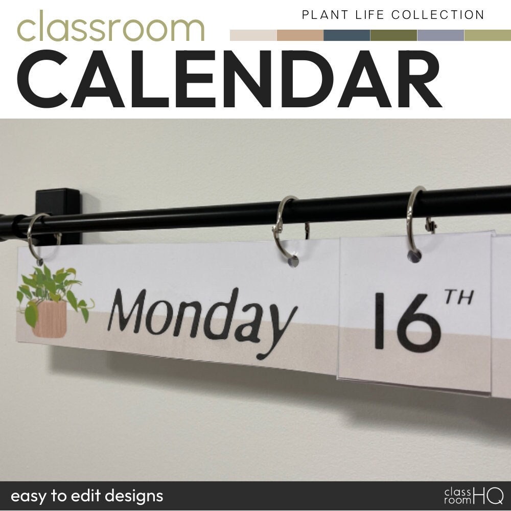 plant-life-classroom-flip-calendar-leafy-potted-indoor-plant-classroom-decor-etsy