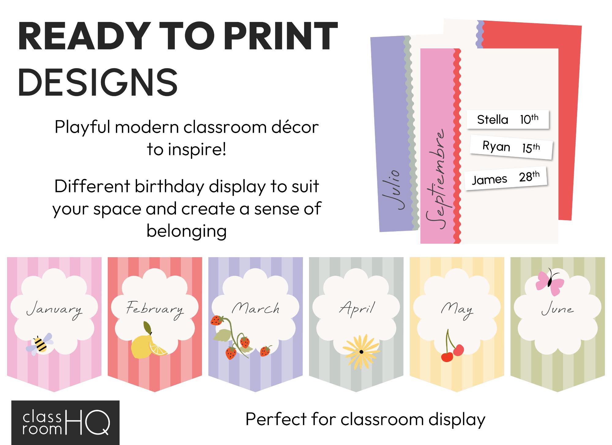 SPRING GARDEN Theme Class Birthday Bulletin Board: Pastel Classroom ...