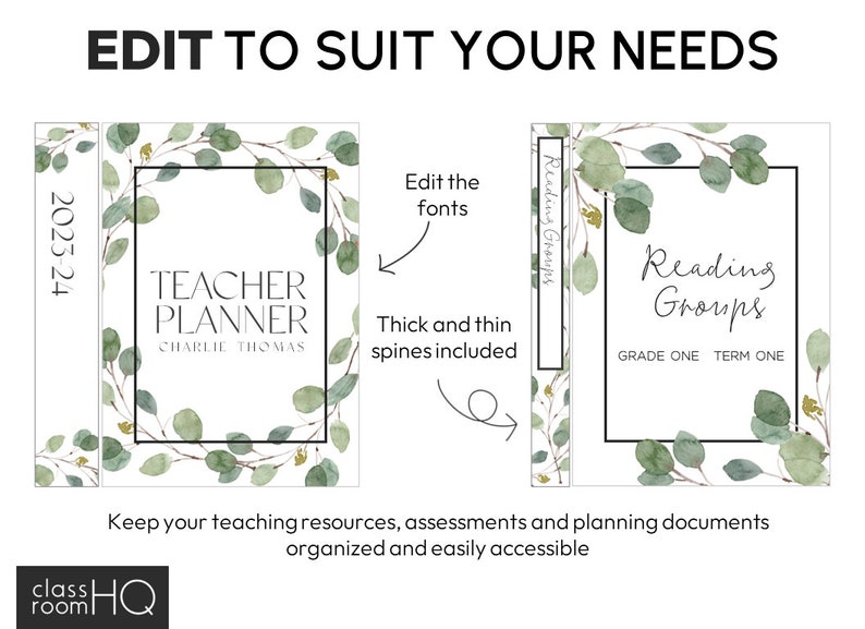 Editable Binder Covers & Spines Neutral Botanical Decor | Teacher Binder Covers | Classroom Organisation Printable | BOTANICA image 4