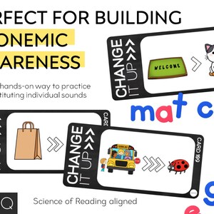 CVC Word Work - Initial, Medial + Final Sound Cards | Science of ...