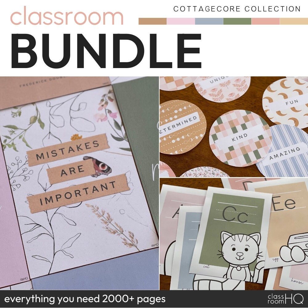 Vintage Cozy Natural Theme Classroom Decor BUNDLE | COTTAGECORE Collection