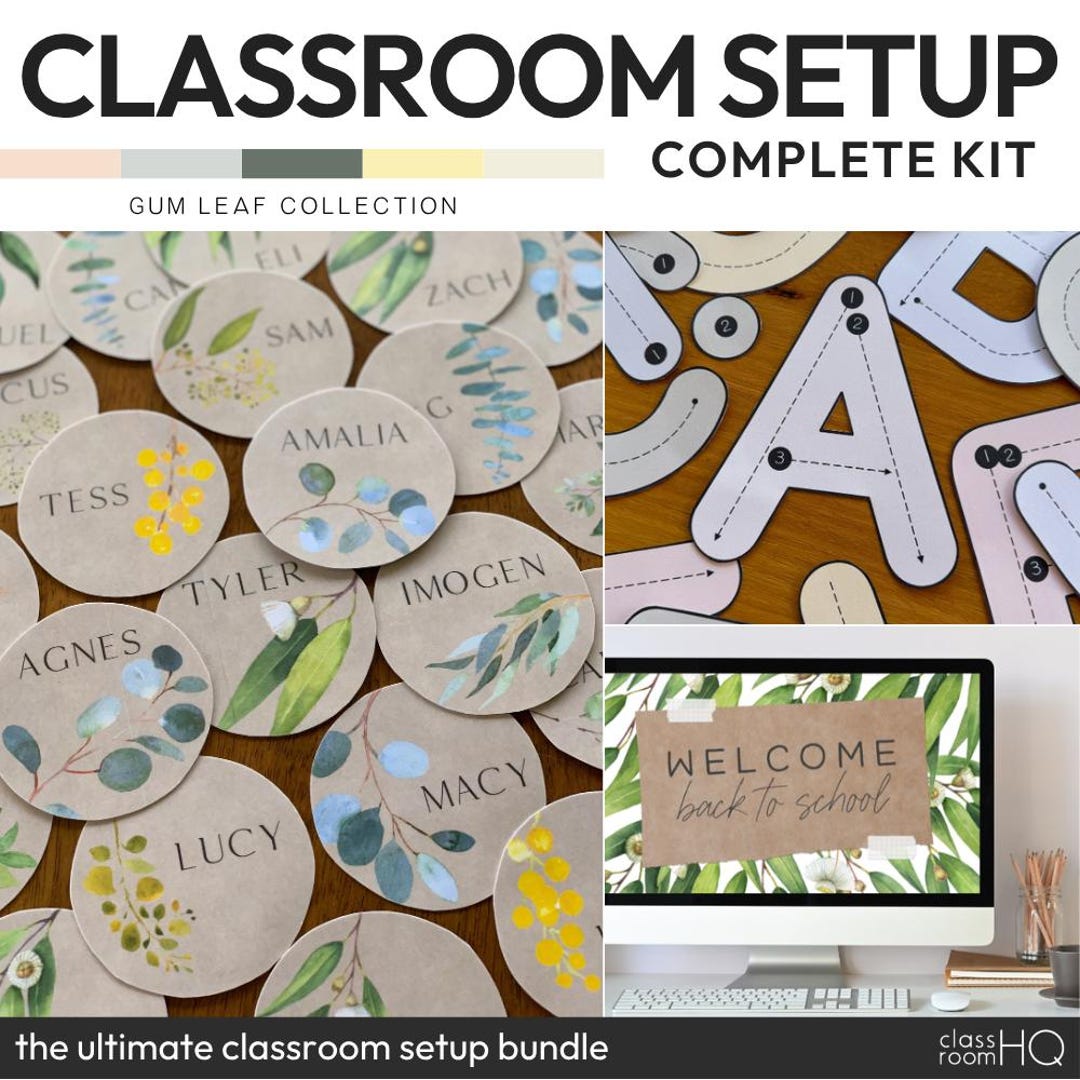 Eucalyptus Editable Classroom Decor Bundle | Calm Neutral Classroom ...
