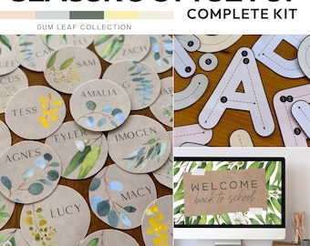 Eucalyptus Editable Classroom Decor Bundle | Calm Neutral Classroom Theme | Teacher Class Printables | GUM LEAF Complete Classroom Setup