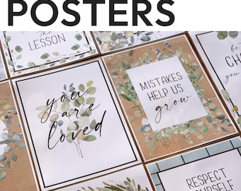 Positive Affirmation Posters Classroom | Growth Mindset Quotes for Kids | Neutral Botanical Classroom Decor | BOTANICA