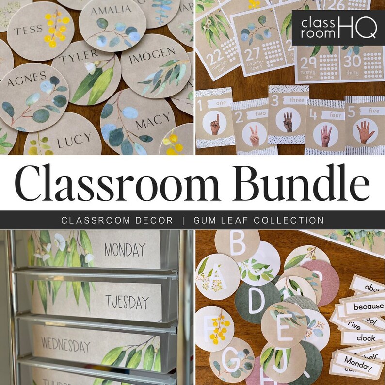 Eucalyptus GUM LEAF Classroom Decor BUNDLE Eucalyptus Class - Etsy UK