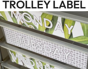 GUM LEAF 10-Drawer Rolling Cart Trolley Labels | Eucalyptus Class Decor