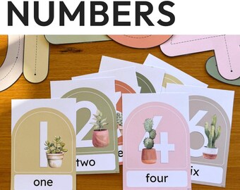 Editable Number Posters | CACTUS Classroom Decor | Modern Earthy Calm Classroom Theme