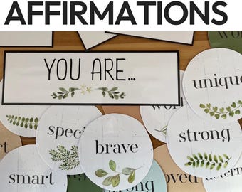 Affirmation Station Kit Classroom | Calm Corner Printables & Positive Affirmations | Neutral Botanical Decor | BOTANICA