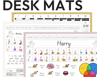 Editable Desk Mats | Student Desk Name Plates | Classroom Visual Supports | Early Literacy & Math Desk Help | SUNDAZED Classroom Decor