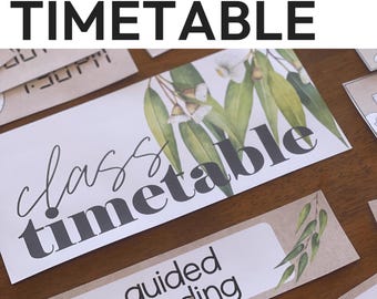 Eucalyptus Australian Theme Editable Visual Schedule Classroom Timetable GUM LEAF Classroom Decor