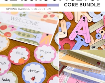 Editable Classroom Decor Bundle | Modern Pastel SPRING GARDEN Theme | Core Classroom Setup Pack