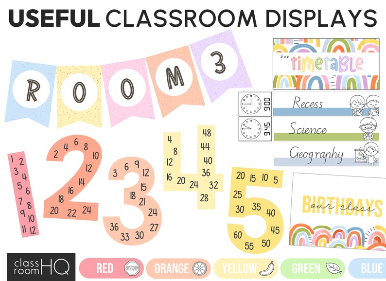Pastel Modern Rainbow Classroom Decor Bundle | OVER THE RAINBOW ...