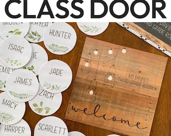 Editable Classroom Door Display & Banner | Neutral Botanical Classroom Decor | Welcome Door Sign Bulletin Board | BOTANICA