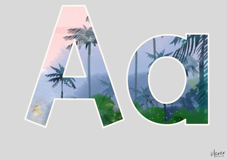 Modern Tropical Bulletin Board Letters Editable Lettering Pack TROPICAL ...